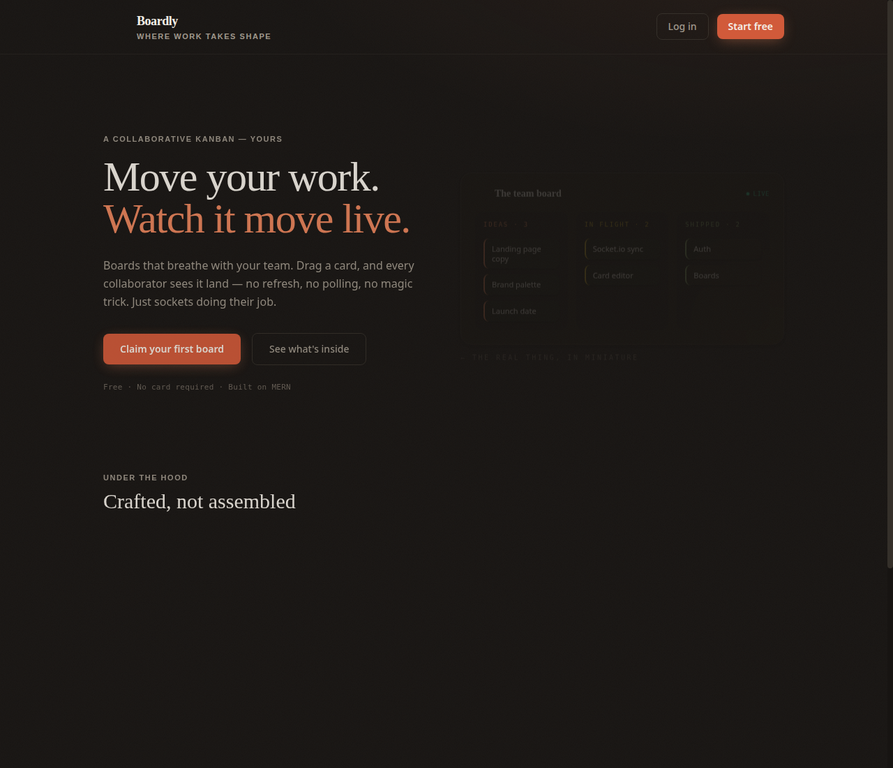Boardly — collaborative MERN Kanban board